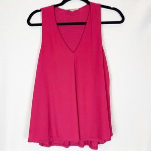 LOFT Split Back Pink V-Neck Sleeveless Tank Top